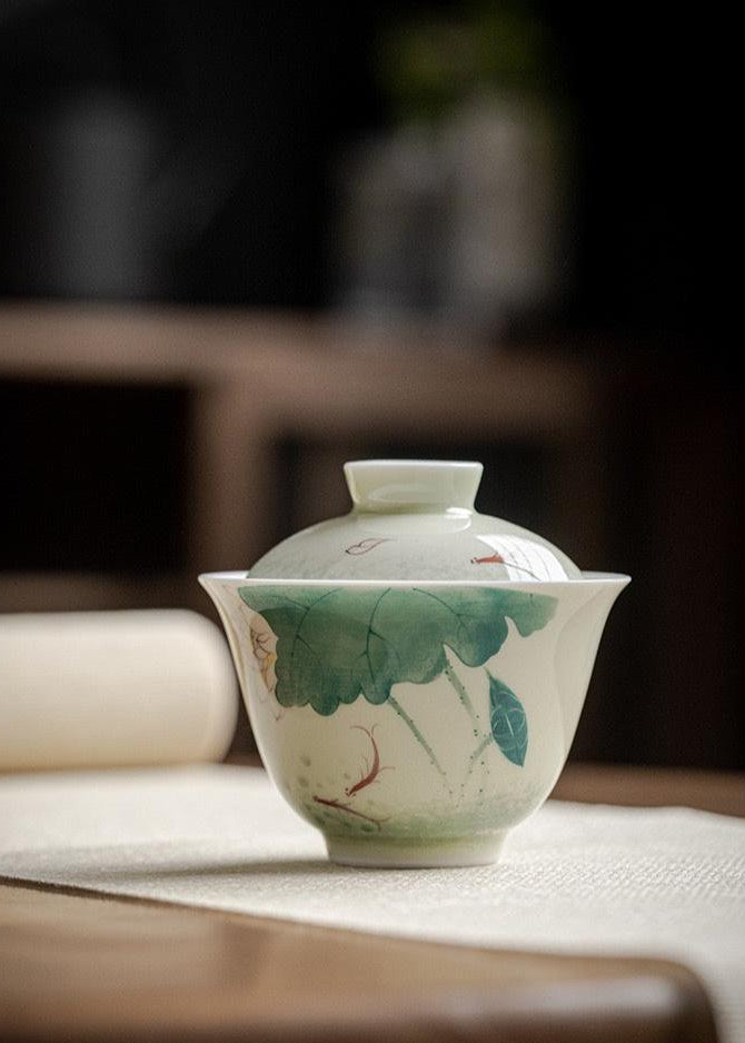 Hand-Painted Lotus Gaiwan