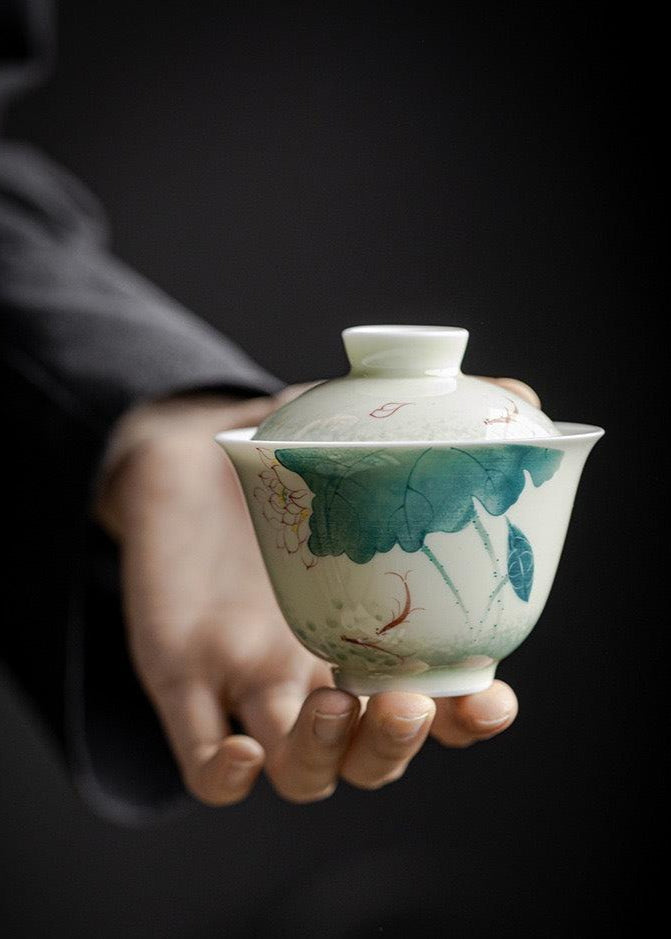 Hand-Painted Lotus Gaiwan