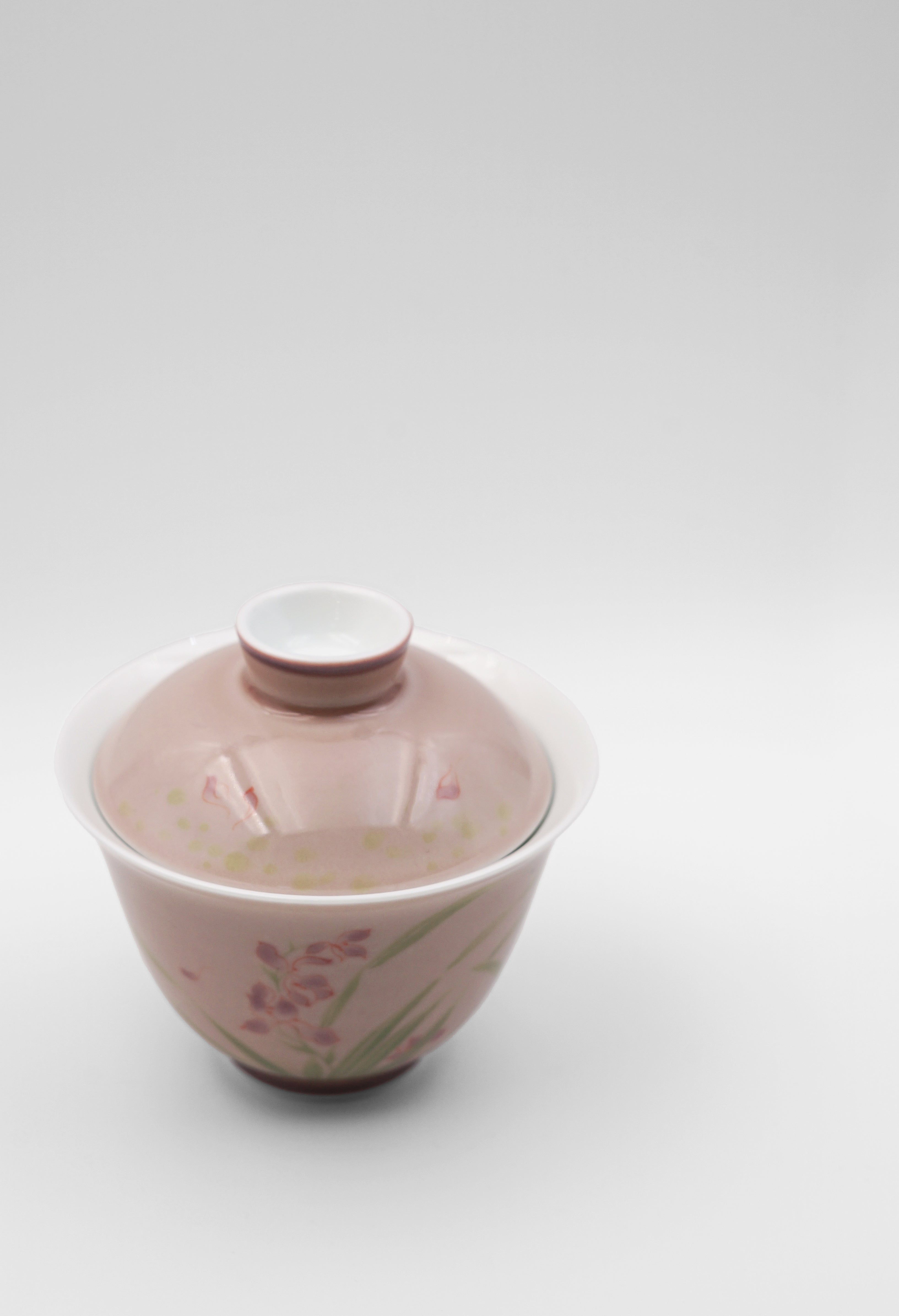 Fine Porcelain Orchid Blossom Hand-Painted Gaiwan