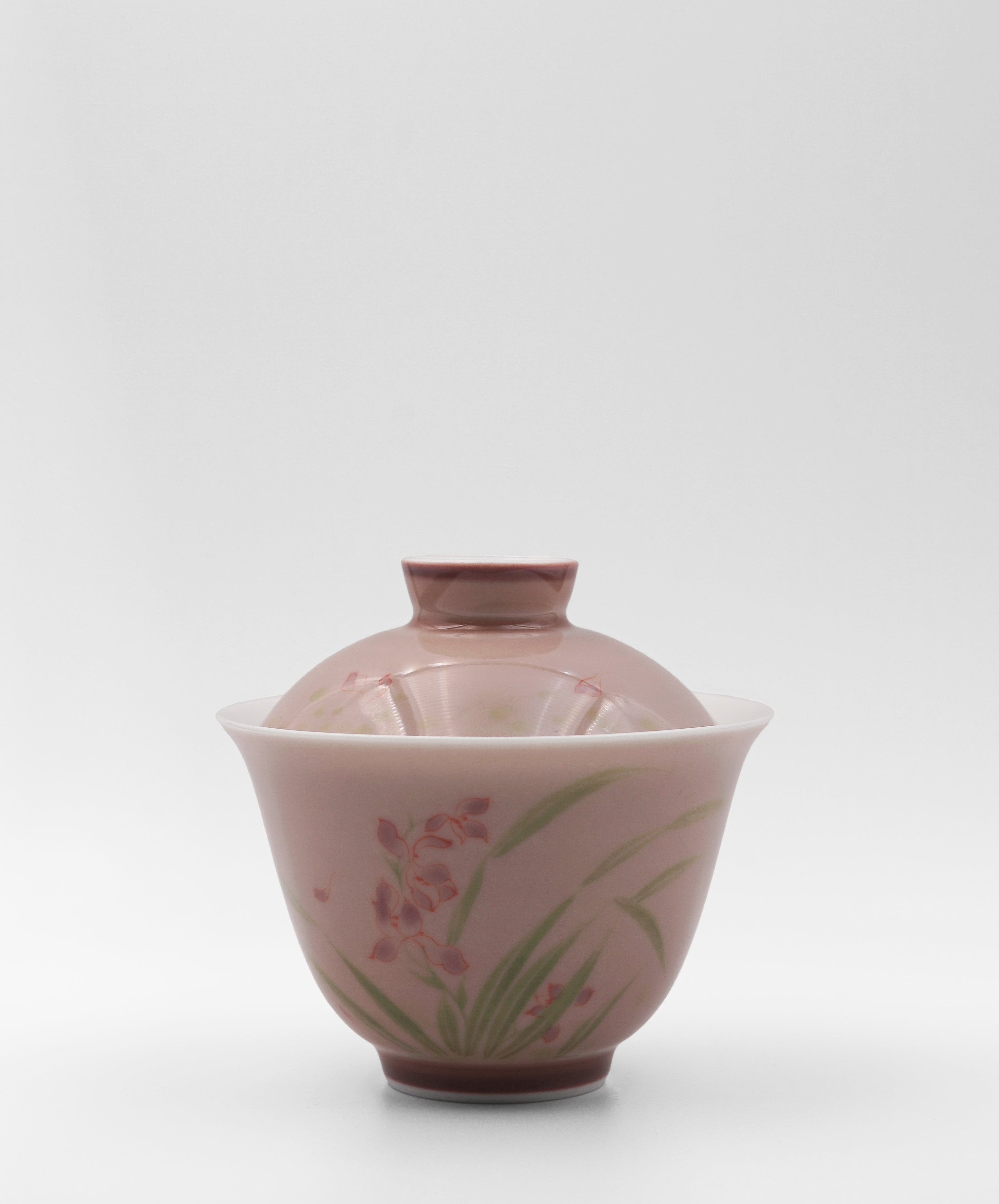 Fine Porcelain Orchid Blossom Hand-Painted Gaiwan