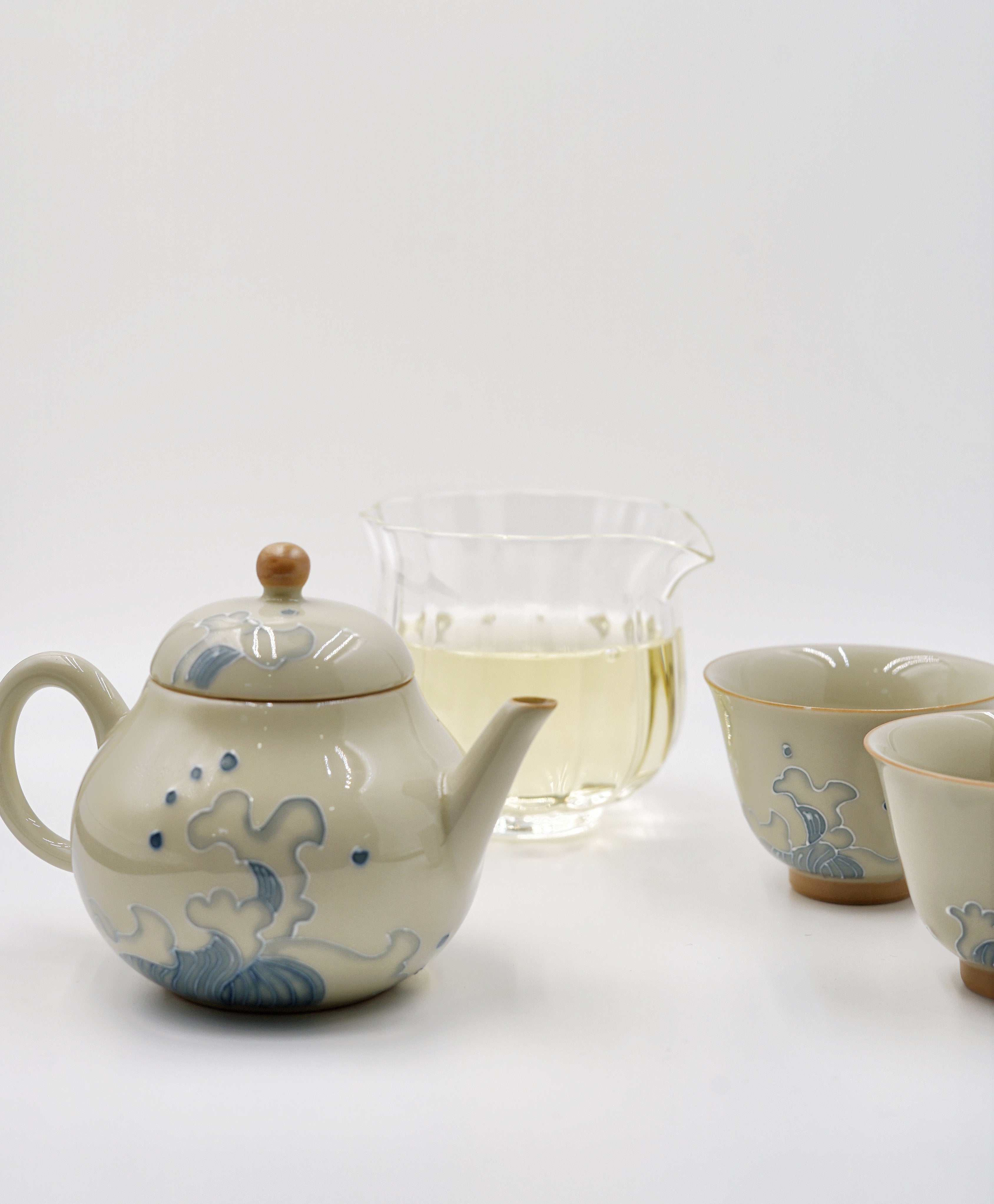 Hand-Painted Ocean Wave Tea Set