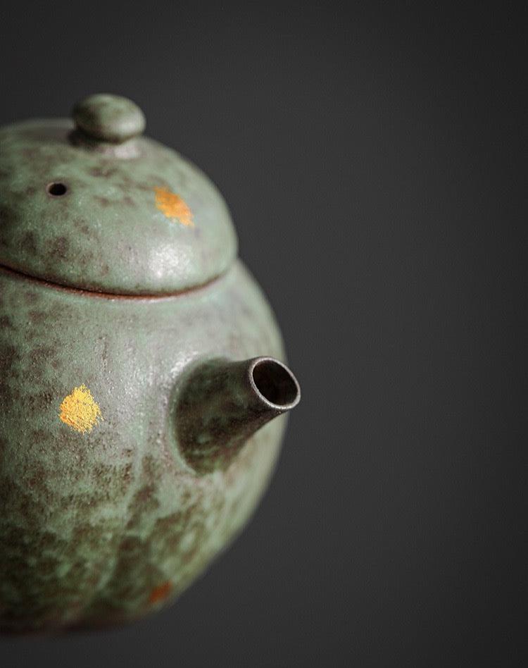 Handcrafted Rock Mud Pumpkin Shape Teapot