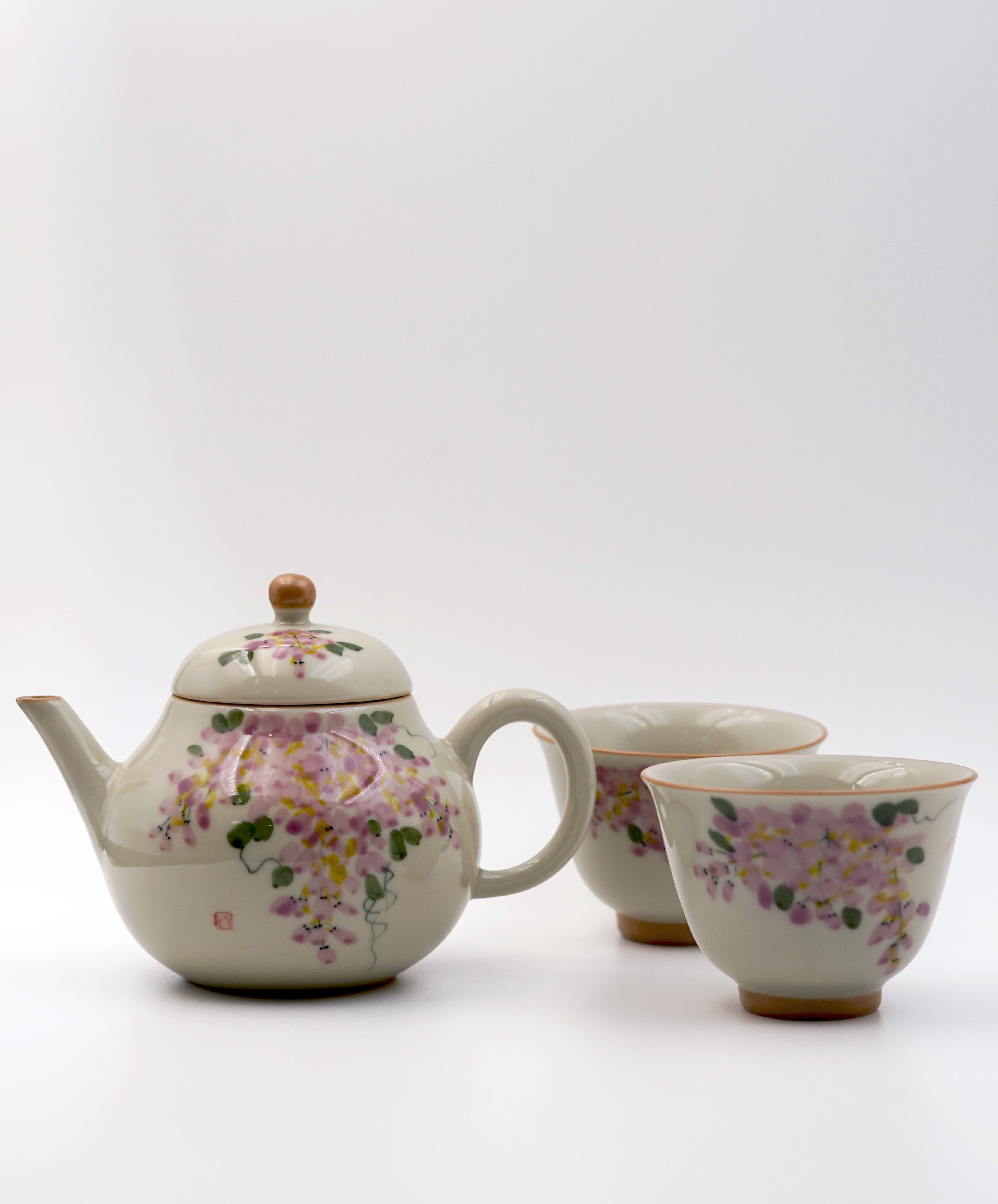 Hand-Painted Wisteria  Porcelain Teapot Set