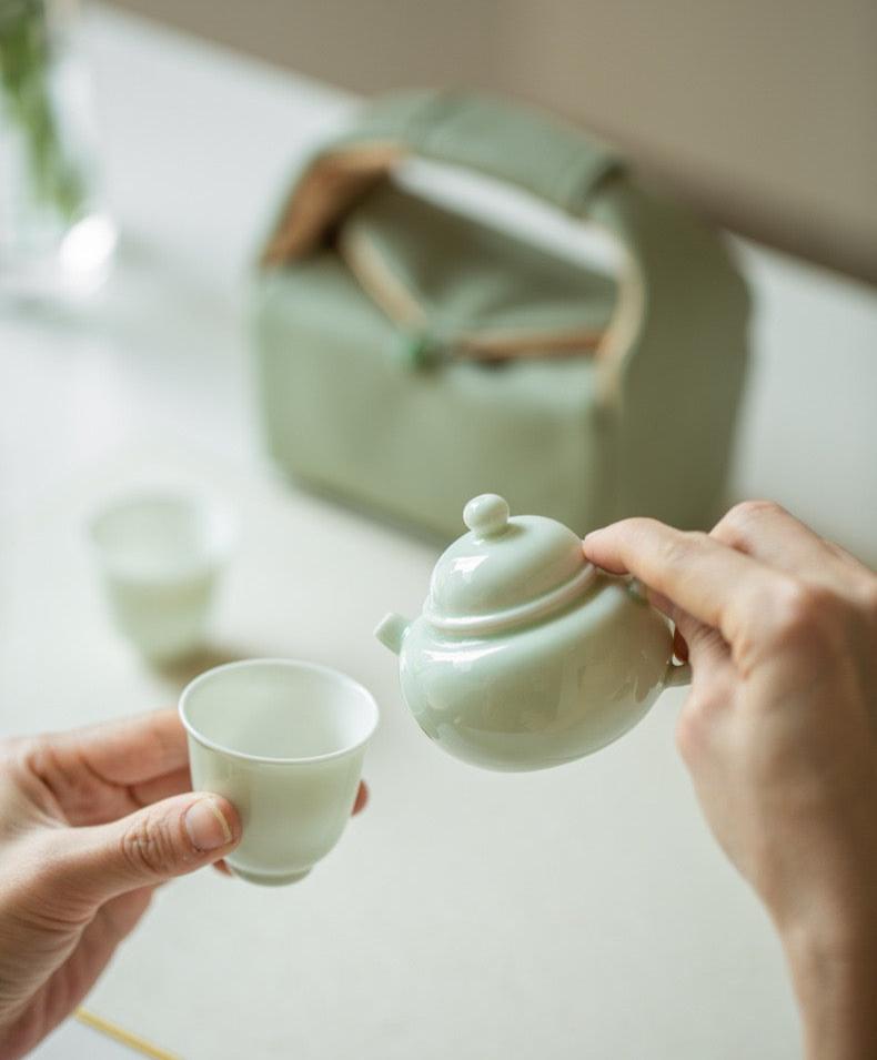 Minimalist Celadon Green Porcelain Teapot Set