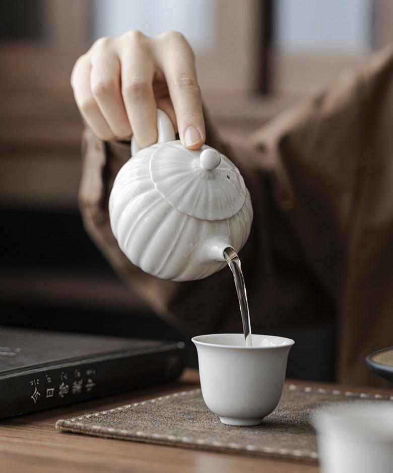 Handcrafted Ash Glaze Porcelain Teapot Set