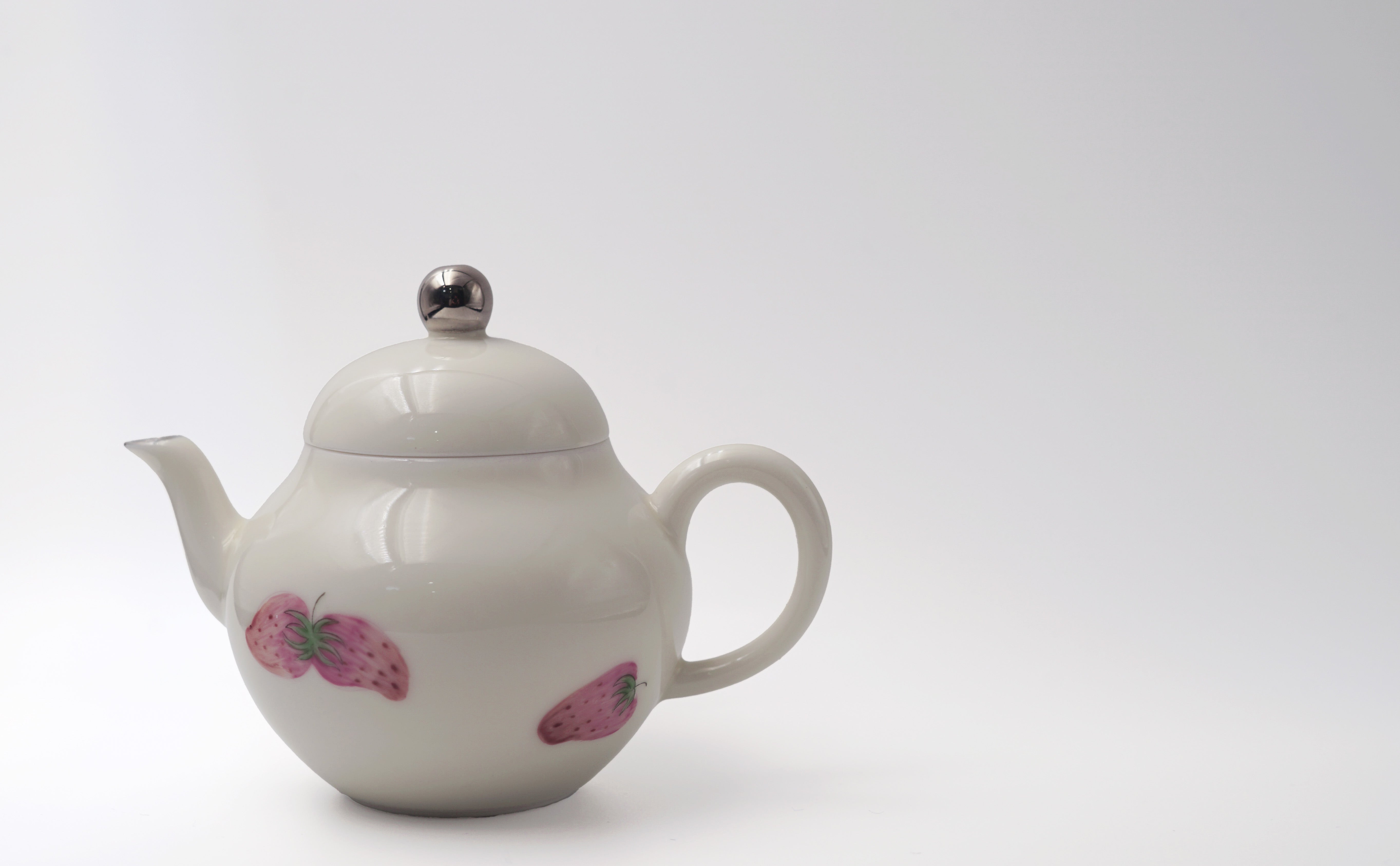 Hand-Painted Strawberry Porcelain Teapot