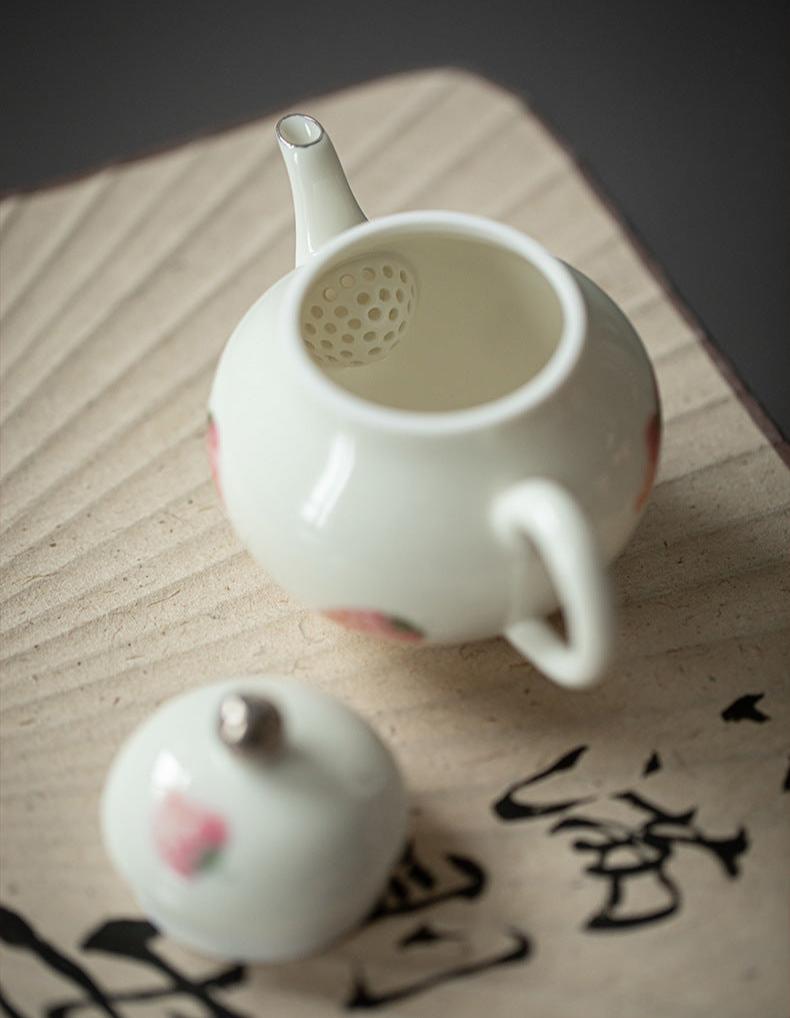 Hand-Painted Strawberry Porcelain Teapot