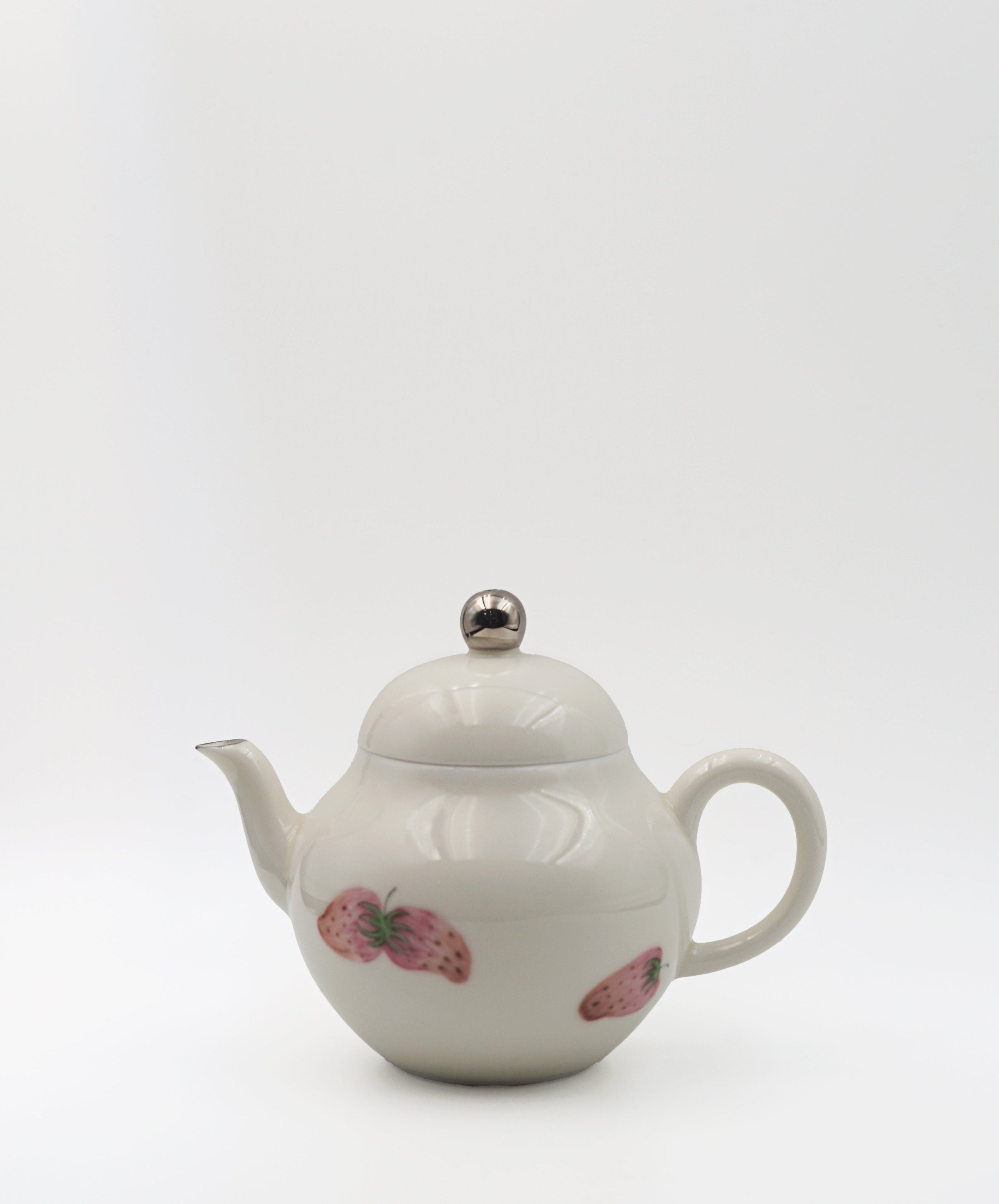 Hand-Painted Strawberry Porcelain Teapot